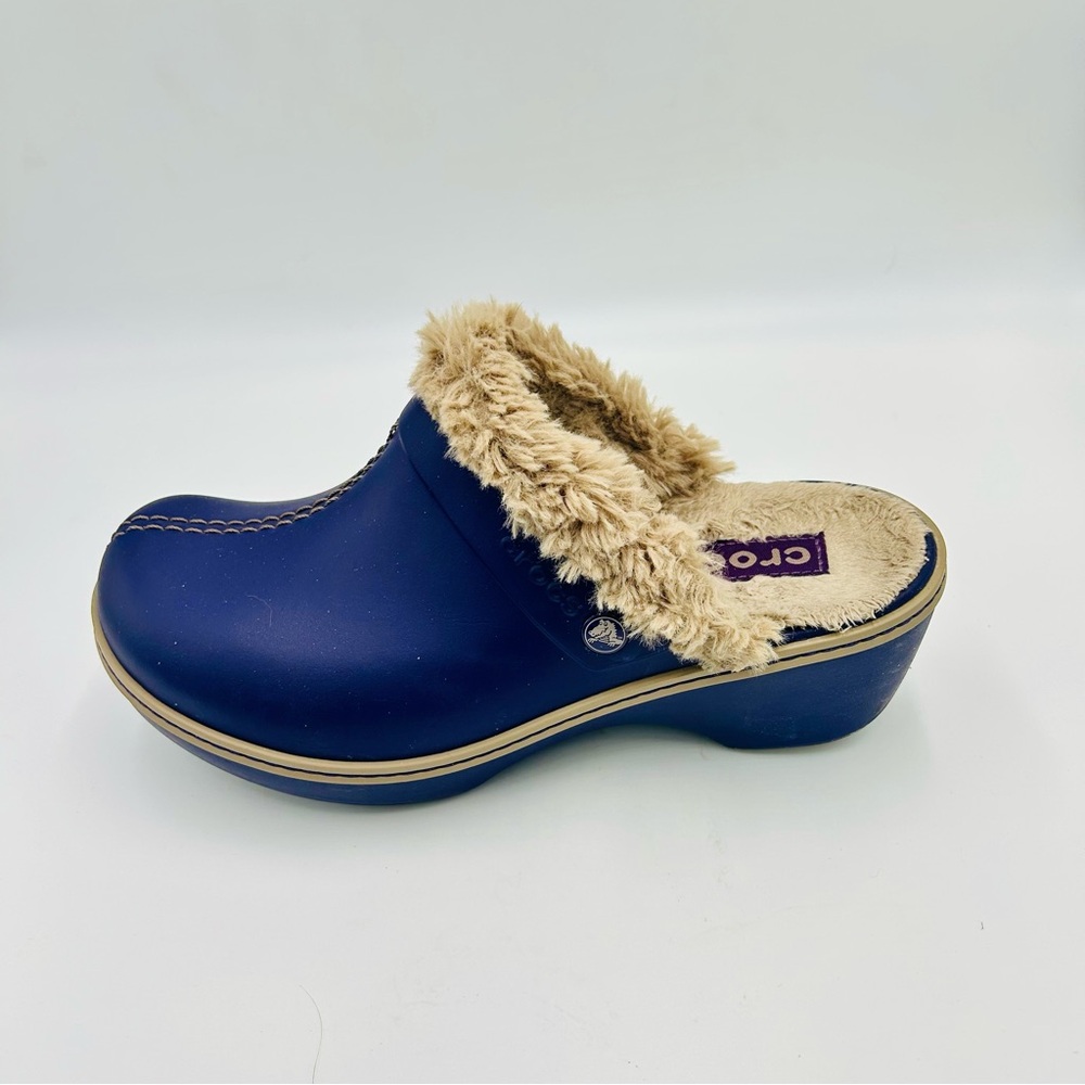 Crocs shoes Eva Cobbler Faux Fur Lined Mule Clogs cozy shoes Purple Women Size 8 - Picture 5 of 9